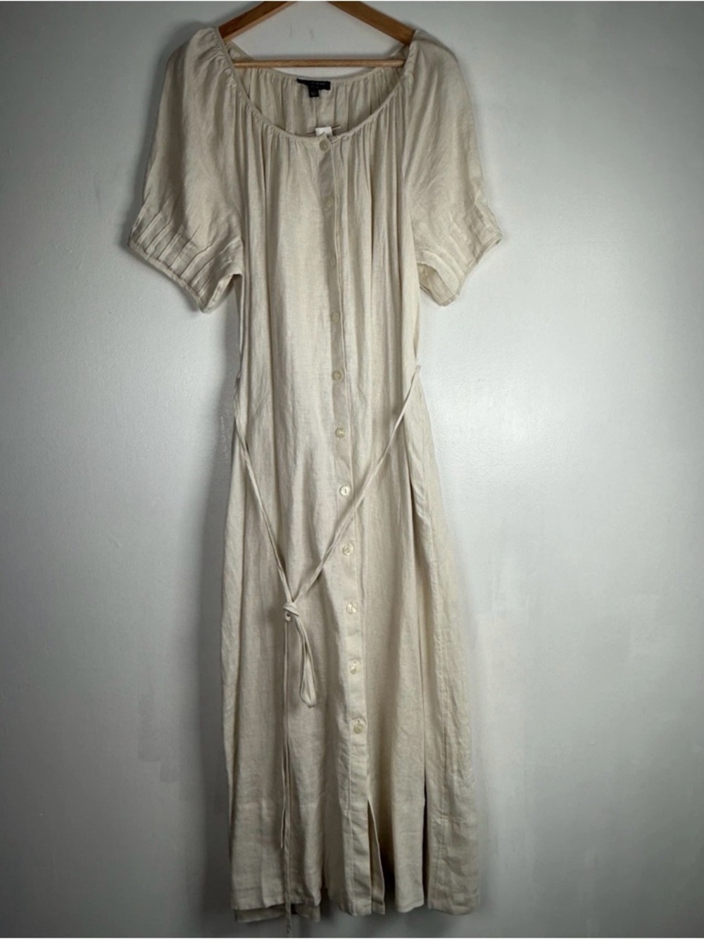 J.Crew 100% Linen Button-Up Midi Dress with Tie Waist Size XL New - Picture 4 of 10